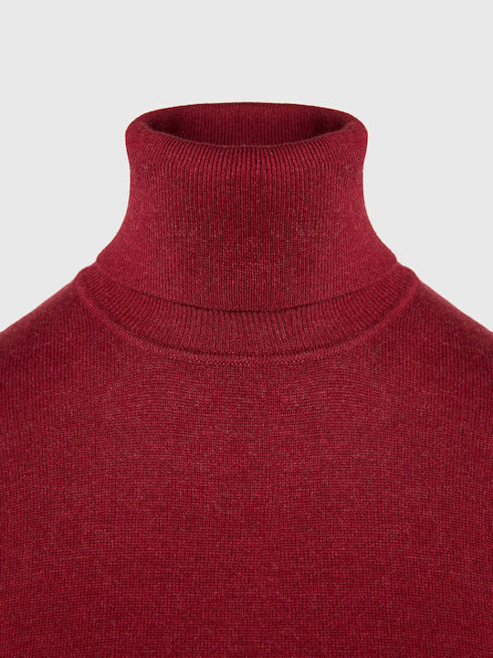 Women's Long Sleeve Sweater Cotton Turtleneck Burgundy