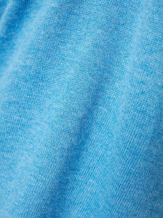 Women's Long Sleeve Sweater Cotton Turtleneck Blue