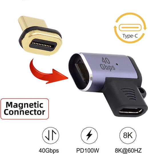 Powertech Konverter USB-C männlich zu USB-C weiblich Gray 1Stück PTH-107