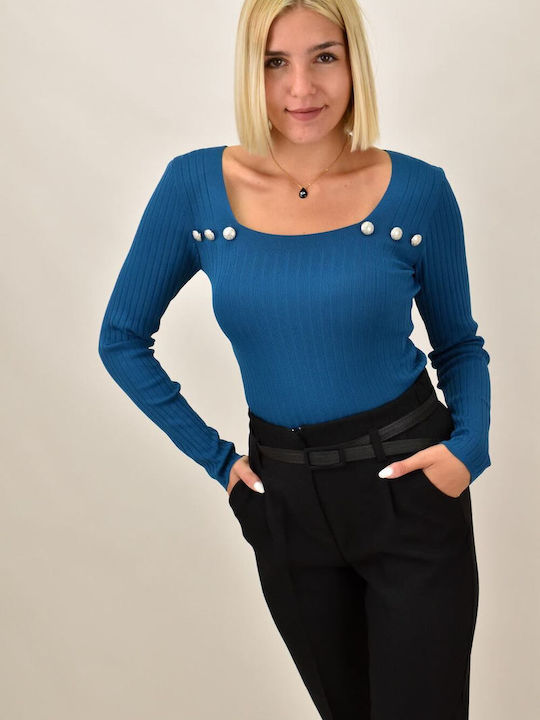 Potre Women's Blouse Long Sleeve Blue