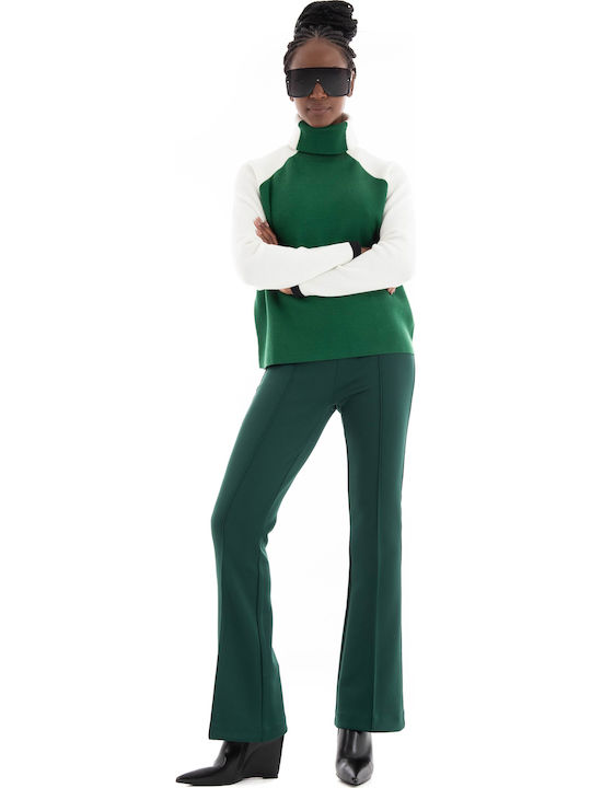 Women's Long Sleeve Sweater Turtleneck Green