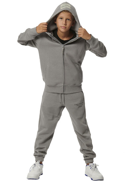 Body Action Kids Cardigan Fleece with Hood Gray