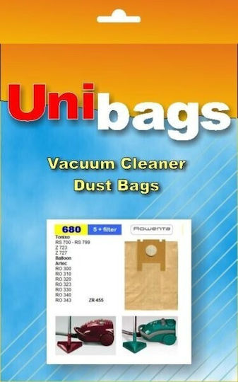 Unibags 680 Σακούλες Σκούπας 5τμχ Συμβατή με Σκούπα Clatronic / Moulinex / Rowenta