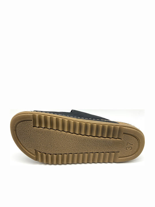 Anatomische Damen Hausschuhe mit Fell Schwarze