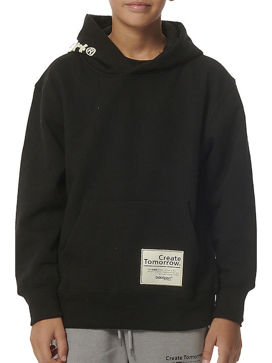 Fleece Kids Sweatshirt with Hood and Pockets Black
