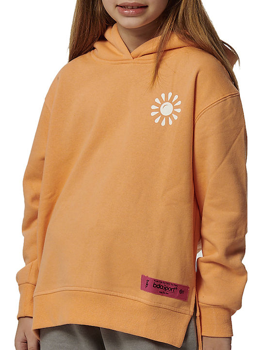 Fleece Kids Sweatshirt with Hood and Pockets Coral