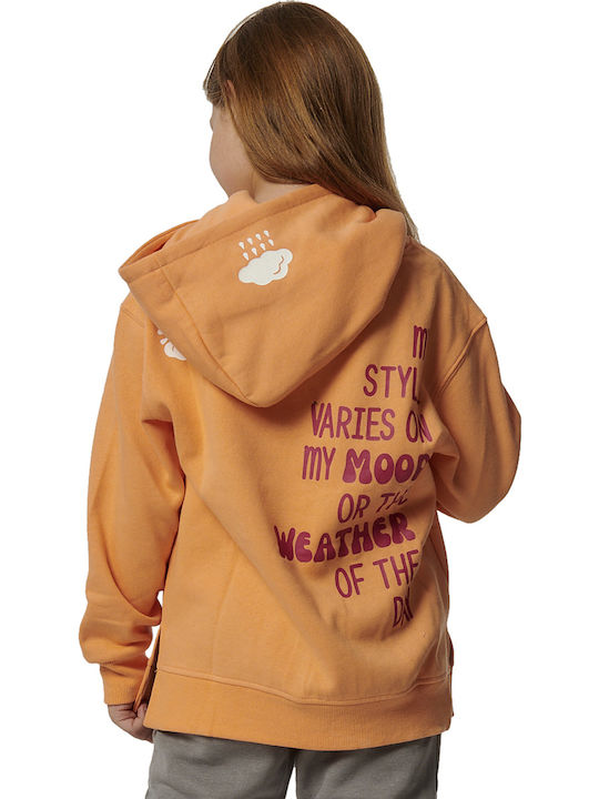 Fleece Kids Sweatshirt with Hood and Pockets Coral