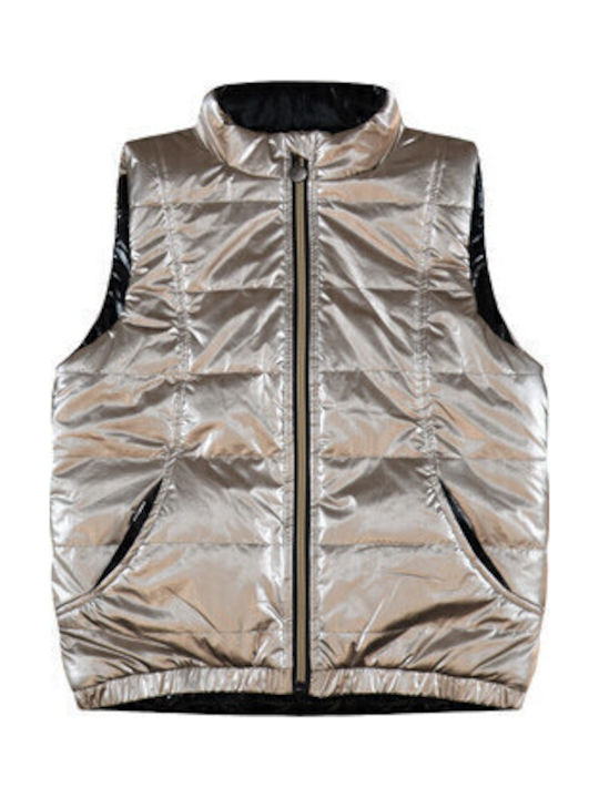 Kids' Quilted Jacket Sleeveless Double Sided Beige