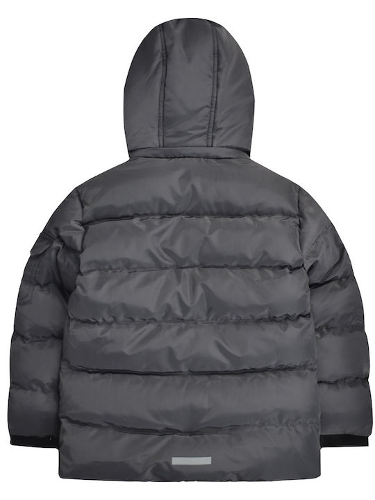 Kids Casual Short Coat with Lining and Hooded Grey