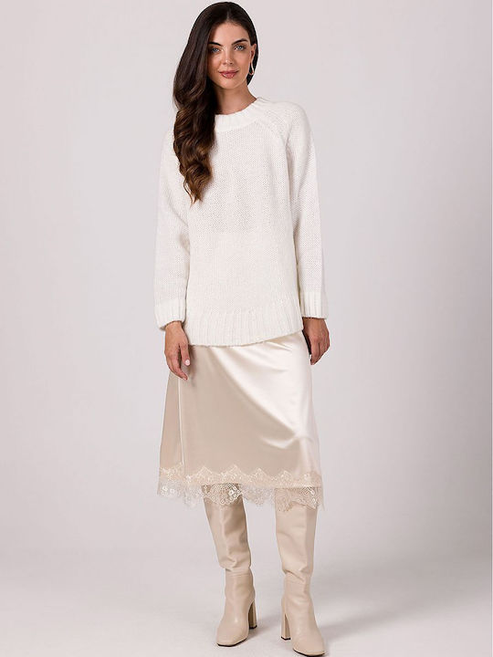 BE Knit Women's Long Sleeve Sweater White