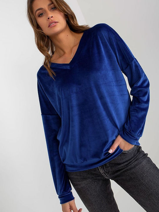 Relevance Women's Long Velvet Sweatshirt Blue