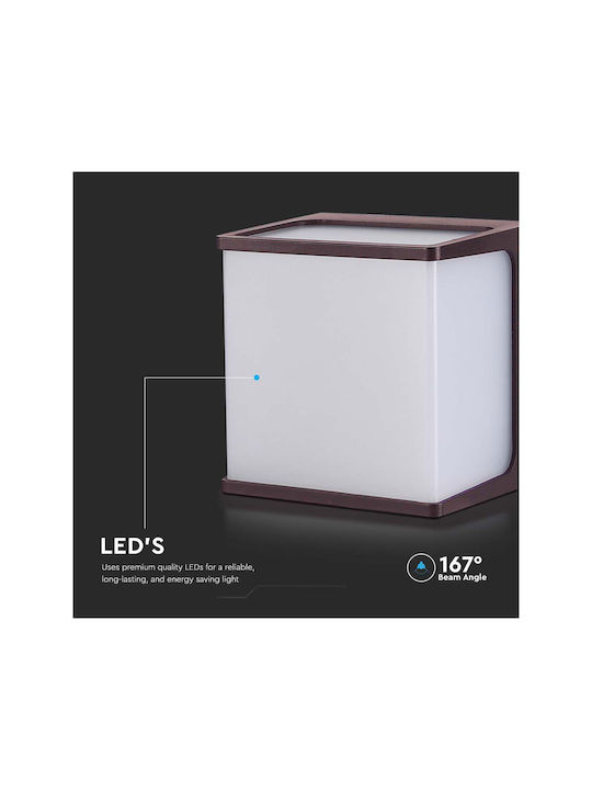 V-TAC Επιτοίχια Εξωτερική Πλαφονιέρα LED IP65 8W με Θερμό Λευκό Φως 12x12x9.2εκ.