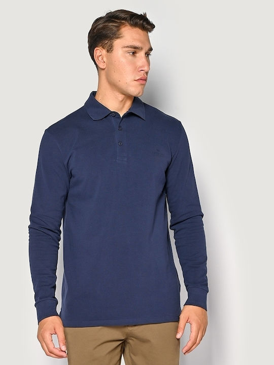 Brokers Jeans Men's Long Sleeve Blouse Polo Navy Blue