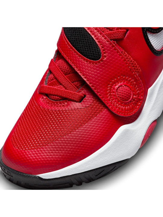 Team Hustle D 11 Ps Kids Sports Shoes Basketball with Hoop & Loop Closure Red