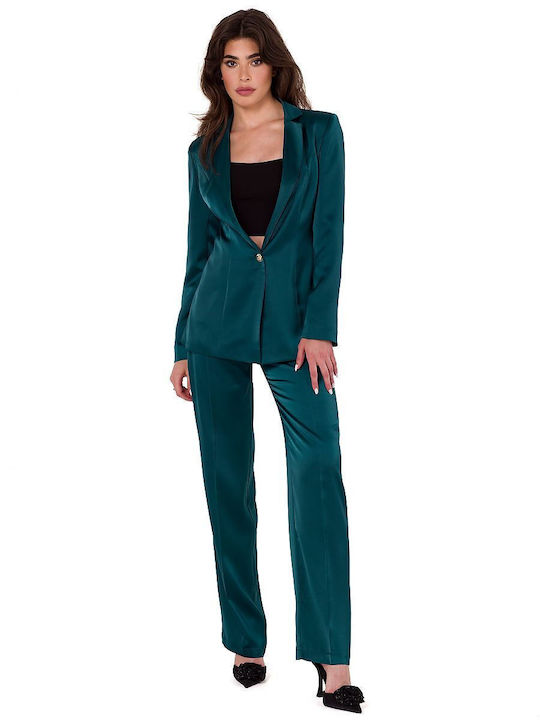 Makover Long Women's Blazer Green