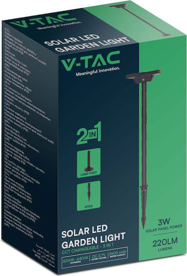V-TAC Ηλιακό Φωτιστικό Δαπέδου Κολωνάκι 2W 220lm με Φυσικό Λευκό Φως 4000K IP65 15.5x72εκ.