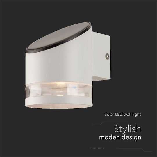 V-TAC Wall Mounted Solar Light 0.55W 70lm Warm White 3000K with Motion Sensor and Photocell IP44