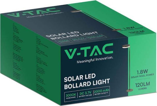 V-TAC Соларна Лампа Подова 2W с Топло Бяло Светлина IP54 27x18x80см