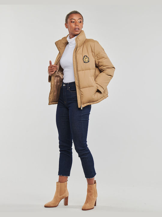 Ralph Lauren Women's Short Puffer Jacket for Winter Beige