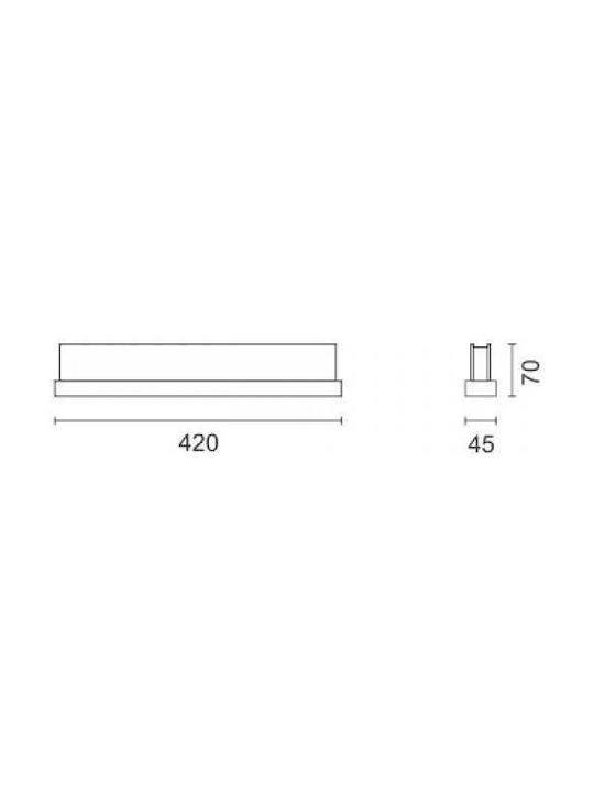 Spot Light Modern Lamp Wall with Integrated LED and Natural White Light Silver 42x4.5cm