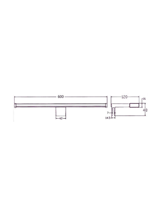 Adeleq Lamp Bathroom with Integrated LED and Natural White Light Silver 60cm