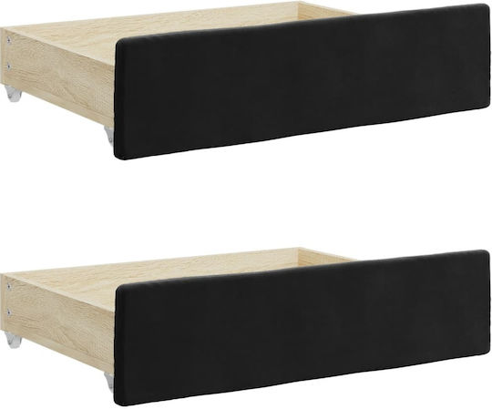vidaXL Bed Drawer made of Wood in Black Color 67x50x16cm 2pcs