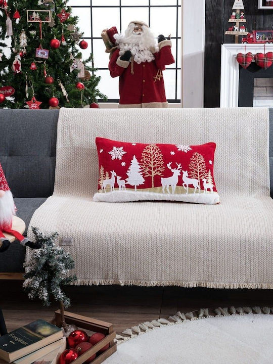 Teoran Christmas Decorative Pillow Rectangular Red 35x60cm