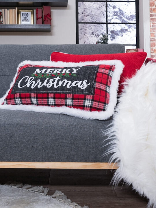 Teoran Christmas Decorative Pillow Rectangular Red 35x60cm