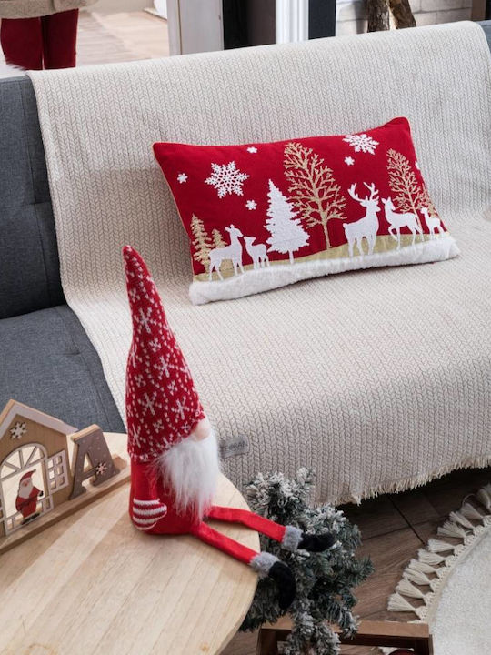 Teoran Christmas Decorative Pillow Rectangular Red 35x60cm