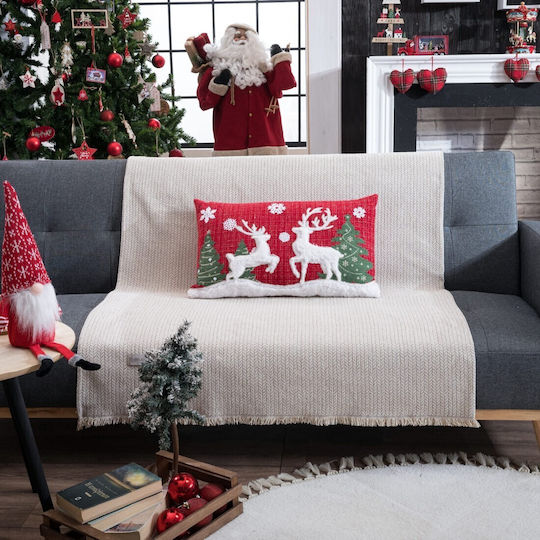 Teoran Weihnachtsdekoratives Kissen Rechteckig Rot 35x60cm
