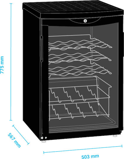 Tefcold Commercial Wine Refrigerator 85lt +2°C / +10°C L50.3 x W56.7 x H77.5cm