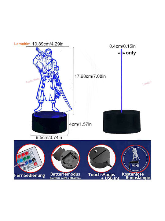 One Piece - Zoro Decorative Lamp 3D Illusion Transparent