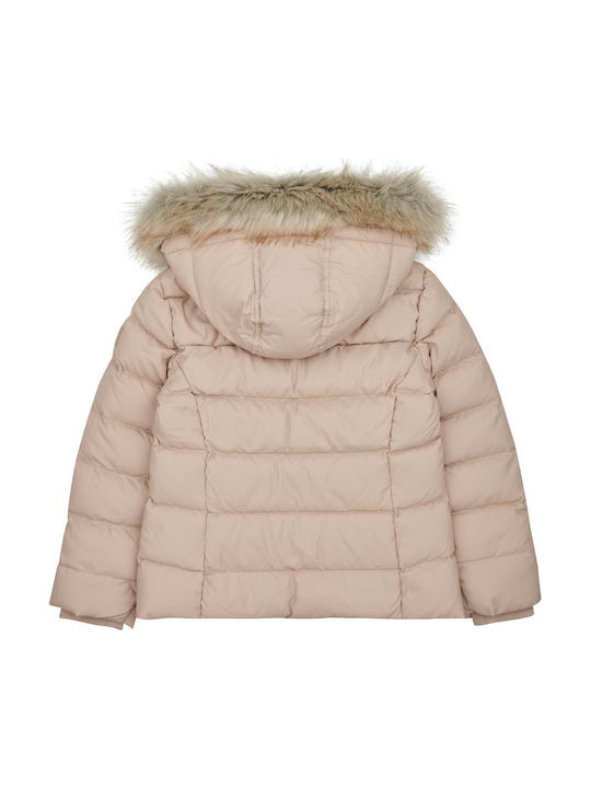 Kids' Quilted Jacket with Hood Beige ESSENTIAL DOWN