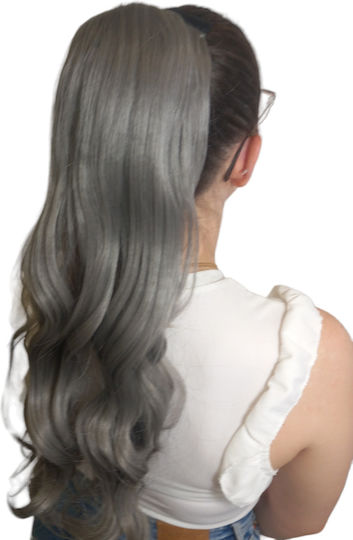 Synthetic Ponytail Hairpiece with Comb Wavy Light Gray Color S188-171