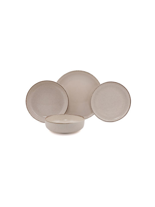 Geschirrset aus Porzellan Beige 16Stück