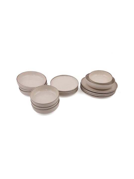 Geschirrset aus Porzellan Beige 16Stück