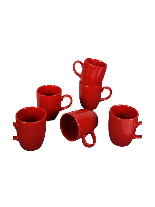 Ceramic Cup Red 300ml 6pcs