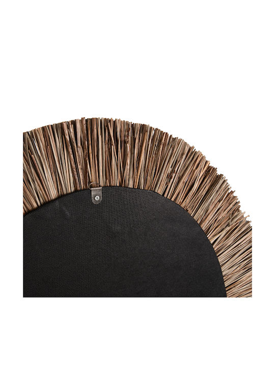 HomeMarkt Mendong Grass Oglindă de Perete cu Bej Ramă din Rattan Diametru 70cm 1buc