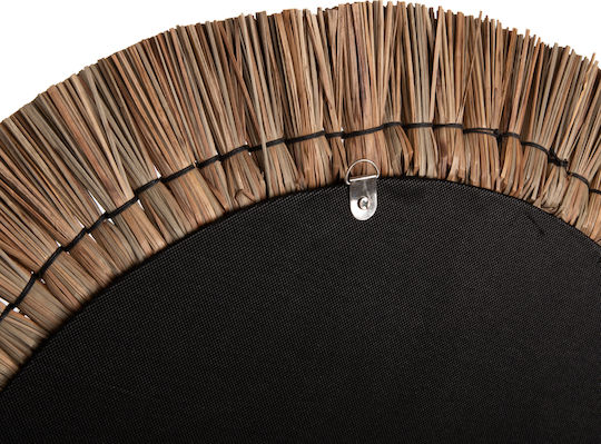 HomeMarkt Mendong Grass Καθρέπτης Τοίχου με Μαύρο Rattan Πλαίσιο Διαμέτρου 70cm