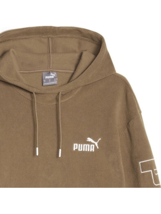 PUMA M Power Winterized Φούτερ Καφέ με Κουκούλα