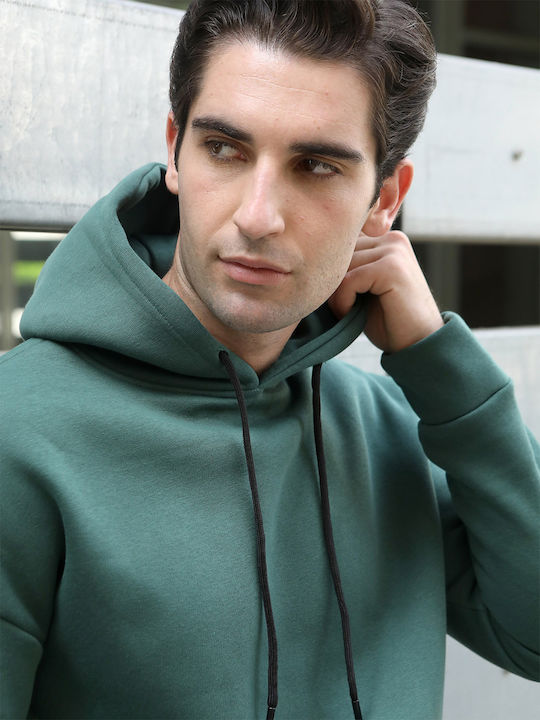 Yolofashion Men's Sweatshirt with Hood and Pockets Green