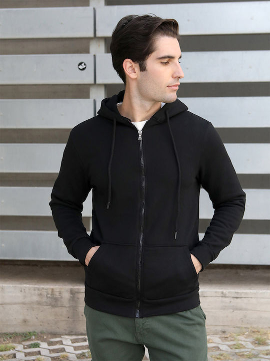 Yolofashion Men's Sweatshirt Jacket with Hood and Pockets Black