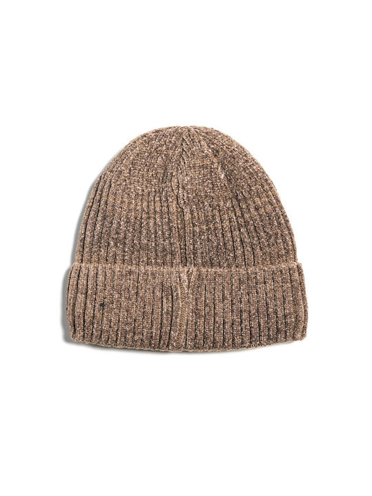 District75 Beanie Unisex Σκούφος με Rib Πλέξη σε Χακί χρώμα