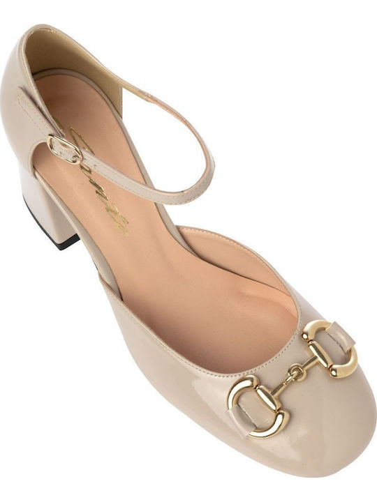 Patent Leather White Medium Heels