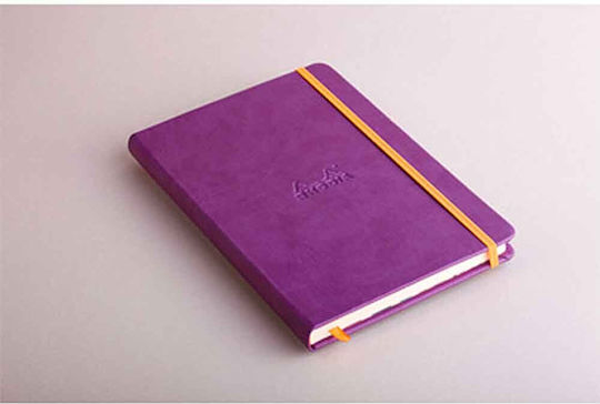 Rhodia Тетрадка 96 Листа A5 На райета с Ластик и Калъф за Химикалка Лилав