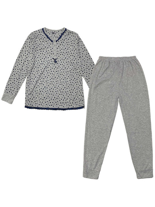 Ustyle Winter Women's Pyjama Set Cotton Gray