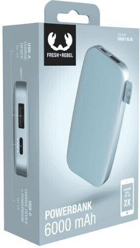 Fresh 'n Rebel Power Bank 6000mAh 10W με Θύρα USB-A και Θύρα USB-C Dusky Blue