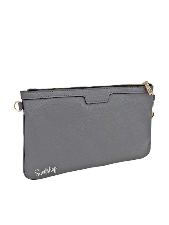 Leather Women's Clutch Grey