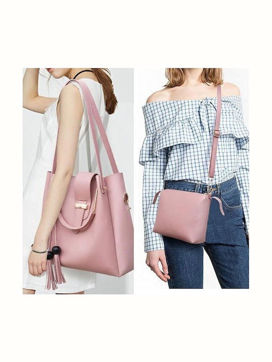Σετ Γυναικεία Τσάντα Shopper Ροζ