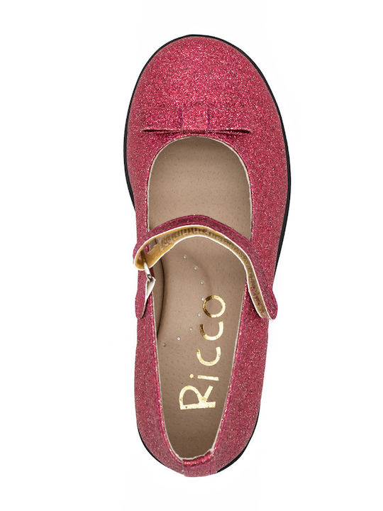 Kids Anatomic Leather Ballerinas with Hoop & Loop Closure Red